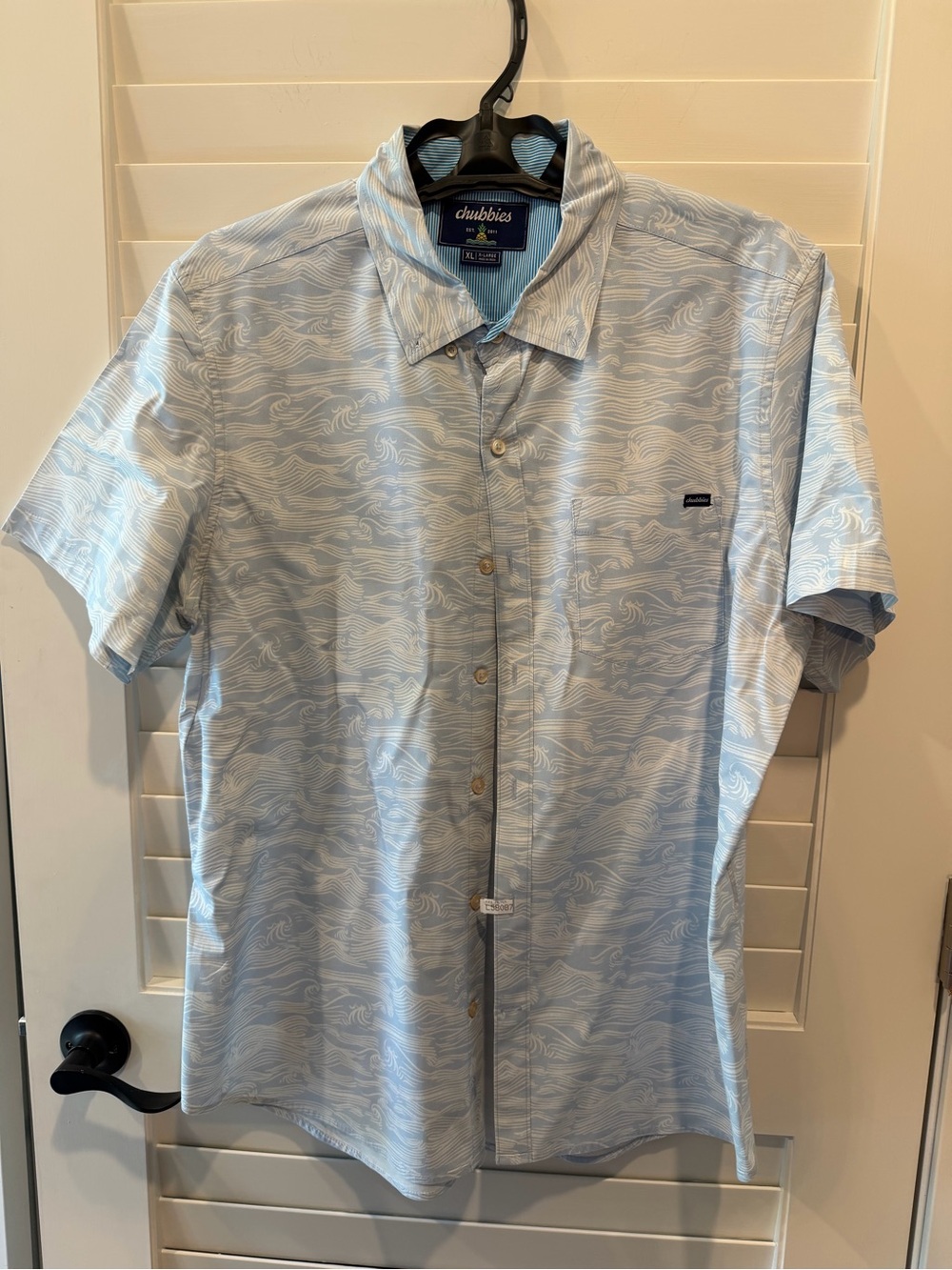 chubbies Light Blue Wave Print Short Sleeve Button-Down Shirt